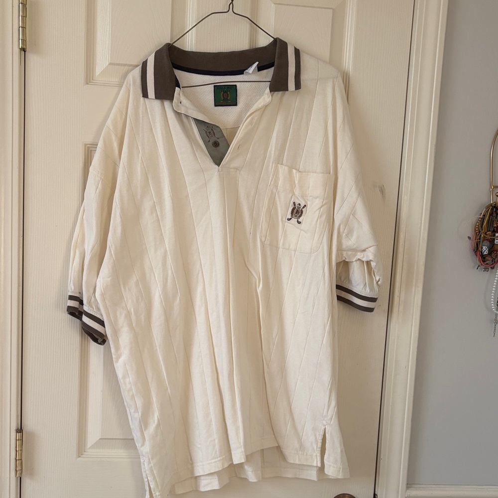 Bugle Boy Cream Polo with Brown Trim